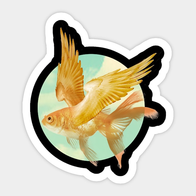 Flying Goldfish #2 Sticker by Vin Zzep